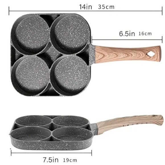 Non-Stick Frying Pan Divided x4 Egg Omelette Pancake Skillet Brand New Free Ship - Picture 4 of 4
